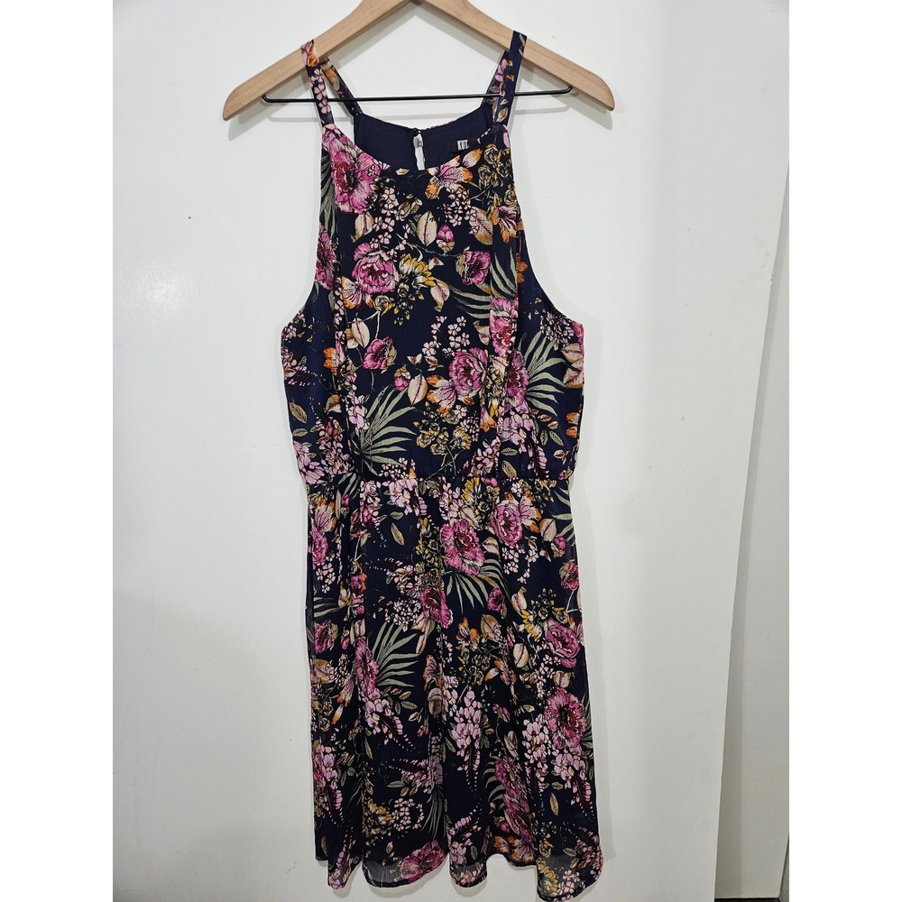 KUT from the Kloth 14 Navy Floral Halter Dress Sleeveless Lined Boho SD19601